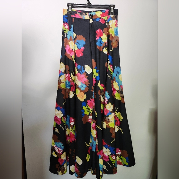 Antonello Serio Floral Wide Leg Pants Made in Italy - Picture 2 of 9